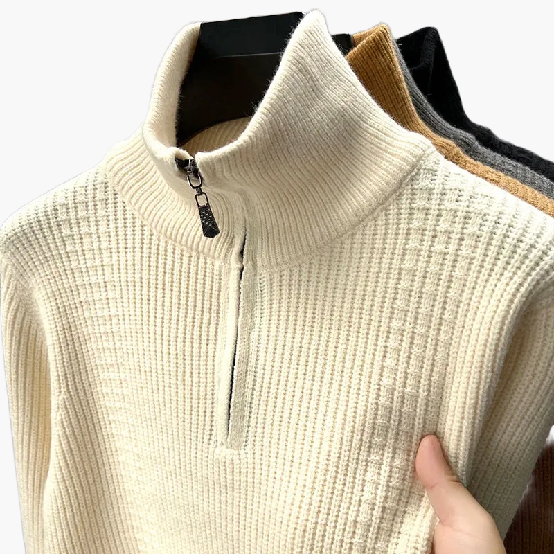 Damen Strickpullover mit Stehkragen und Reißverschluss – Modischer Herbst Winter Pullover für Alltag und Freizeit