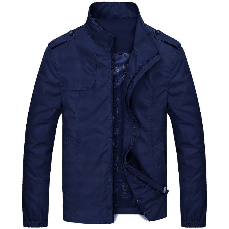 Herren Freizeitjacke Slim Fit – Winddichte Übergangsjacke mit Stehkragen und Taschen, Modernes Design für Alltag und Outdoor