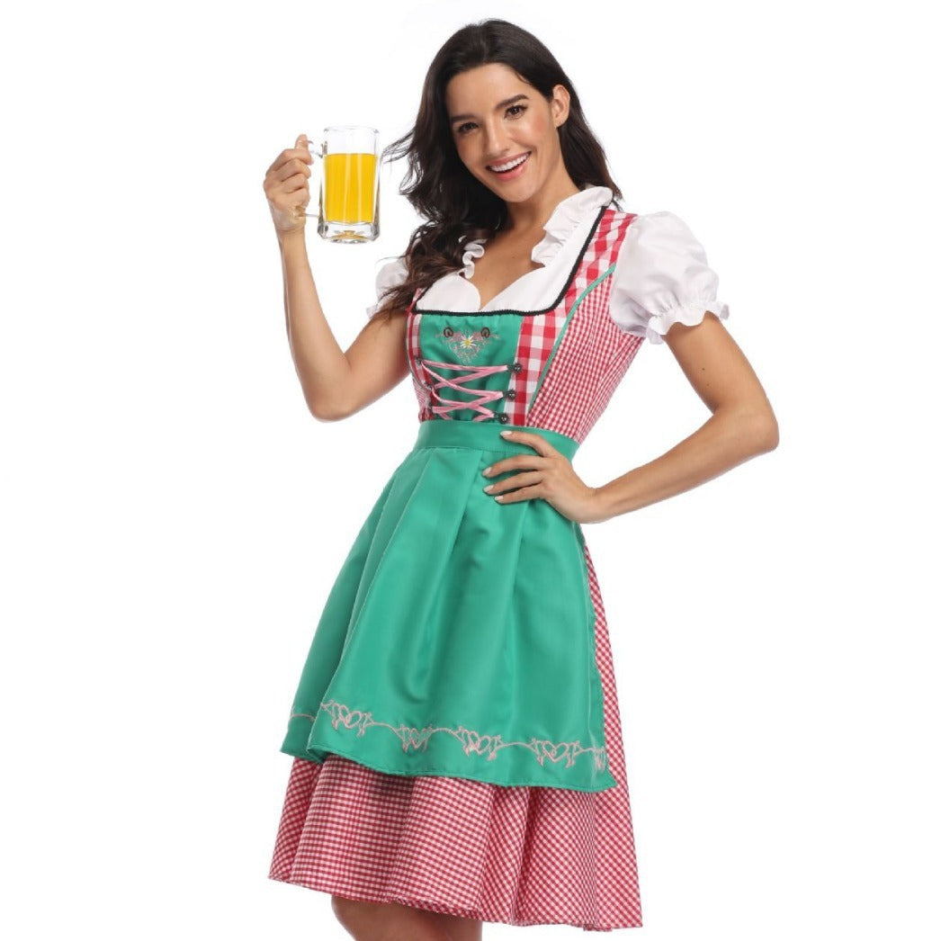Damen Dirndl Kleid Traditionell Oktoberfest Trachtenkleid mit Schürze und Bluse – Perfekt für Volksfeste & Feiern