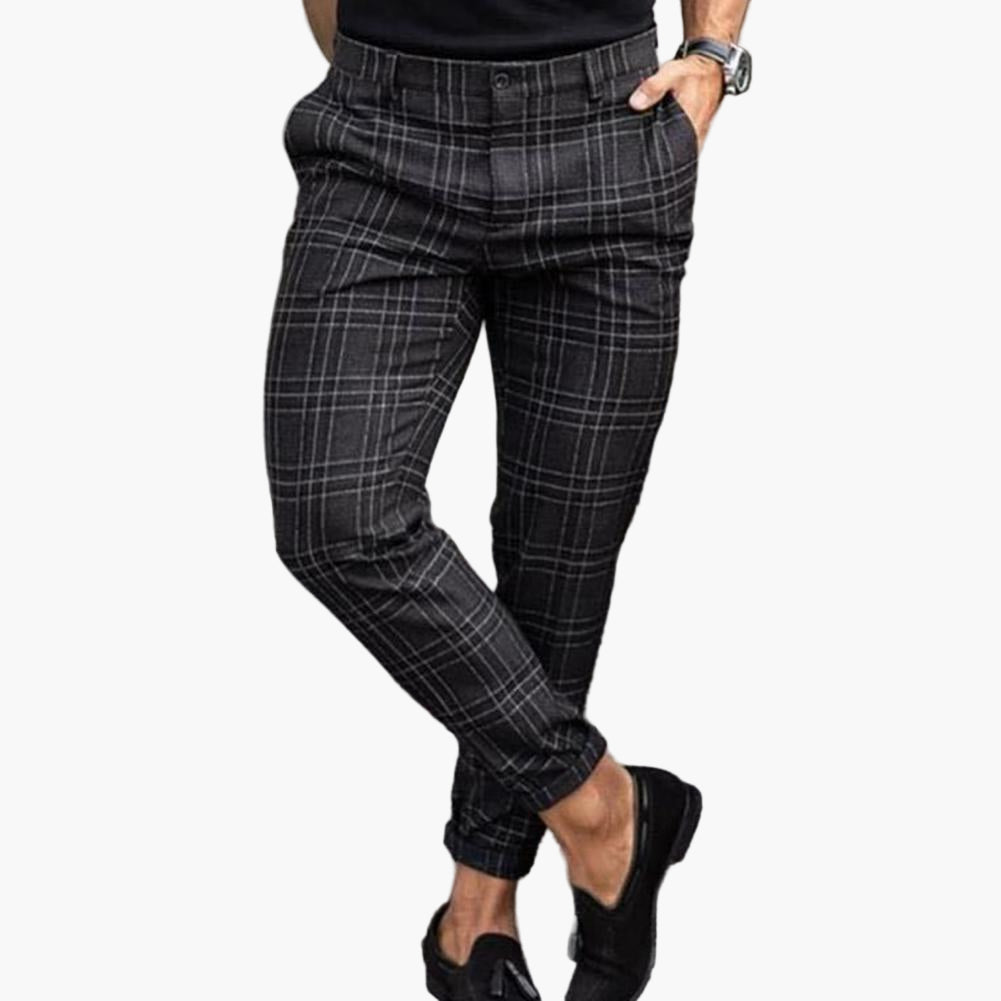 Herren Chino Hose Slim Fit Kariert – Modische Business & Freizeit Hose