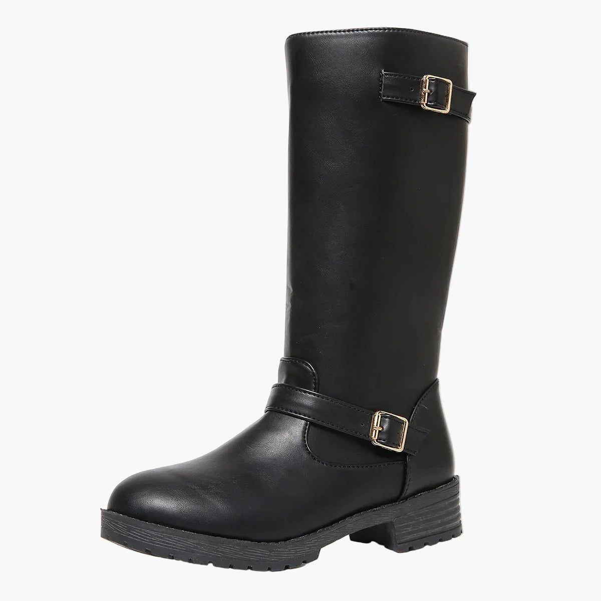 Damen Kniehohe Stiefel mit Schnallen und Blockabsatz – Elegante Alltagsschuhe für Herbst und Winter