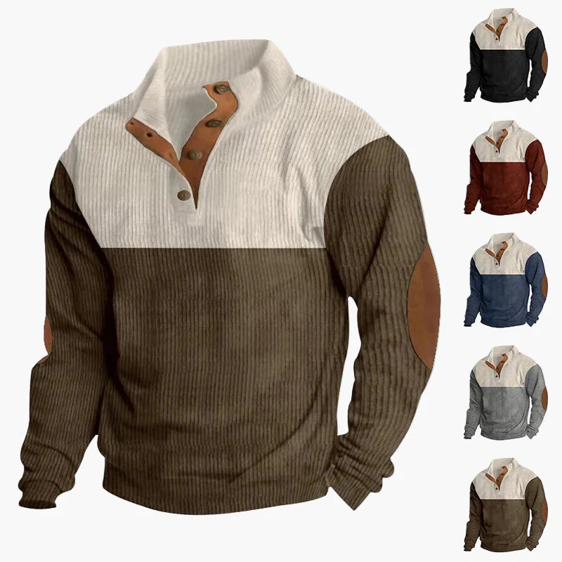 Herren Retro Strickpullover mit Knopfleiste – Modischer Freizeitpulli für Herbst und Winter
