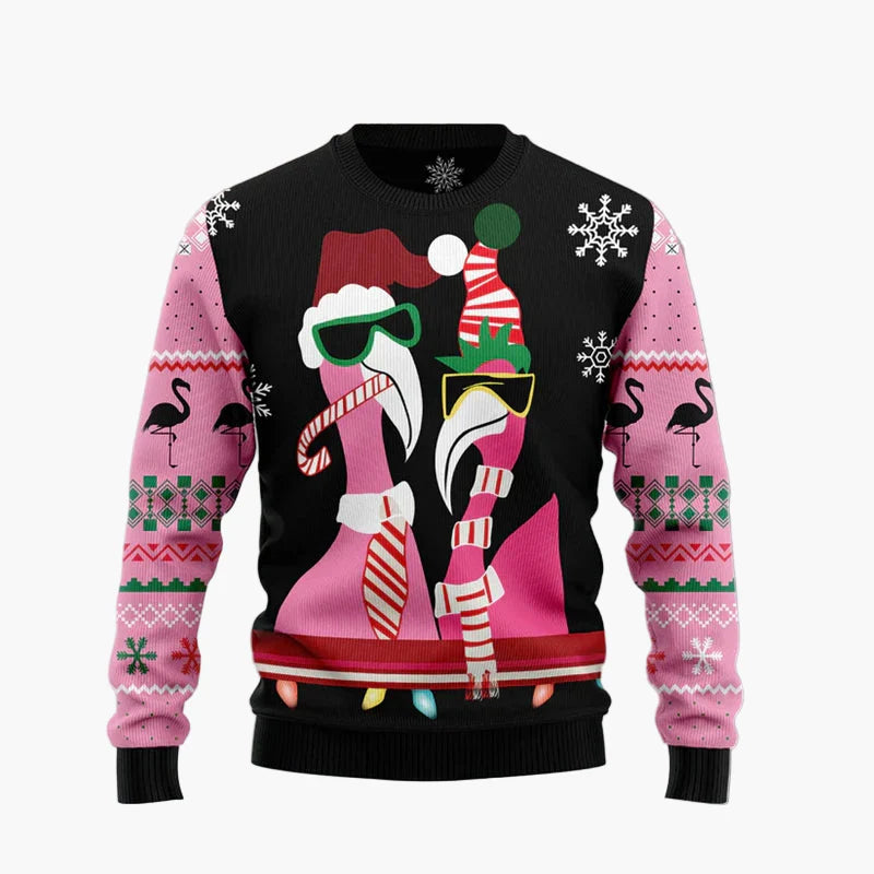 Unisex Lustiger Flamingo Ugly Christmas Sweater – Perfekt für Weihnachtsfeiern & Winterspaß