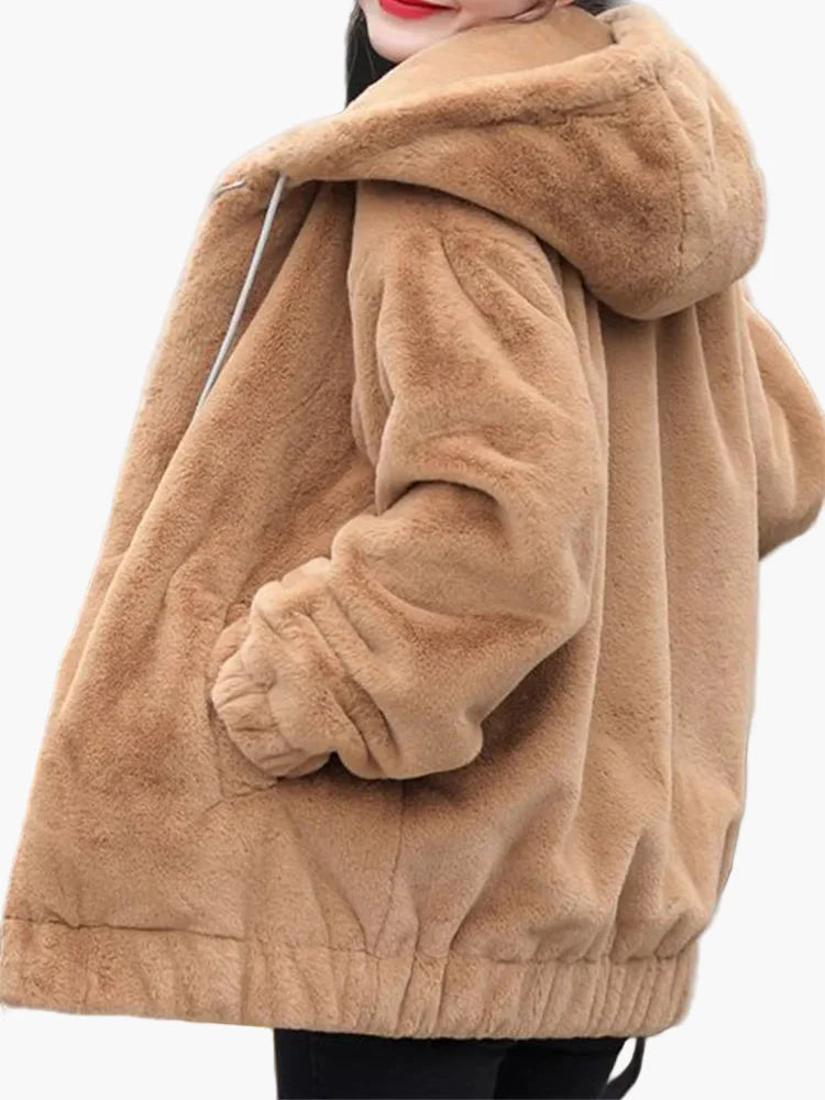 Damen Oversize Kapuzenjacke im Teddy-Stil – Lässige Winter-Fleecejacke für Alltag & Freizeit