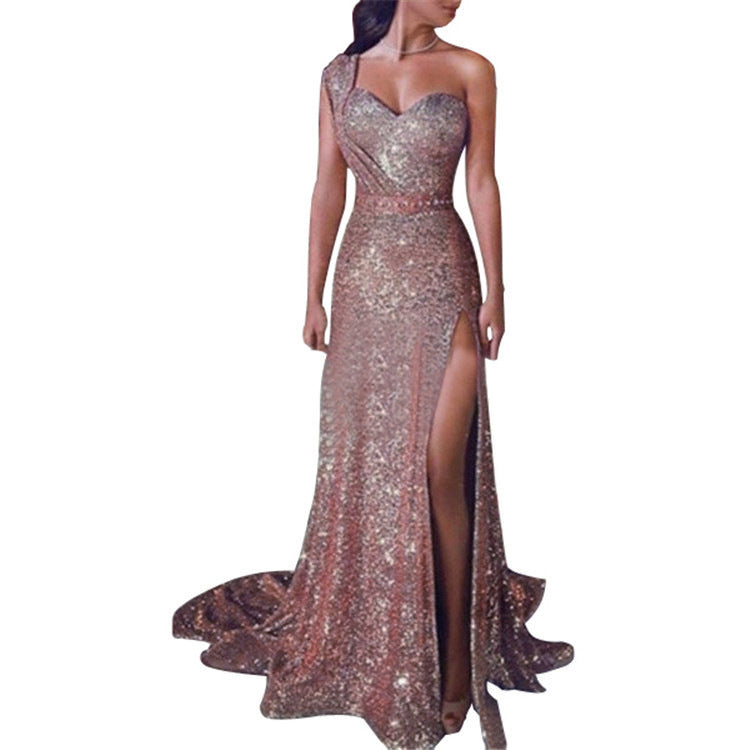 Harriet – Einseitiges ärmelloses Bronzing Split-Kleid