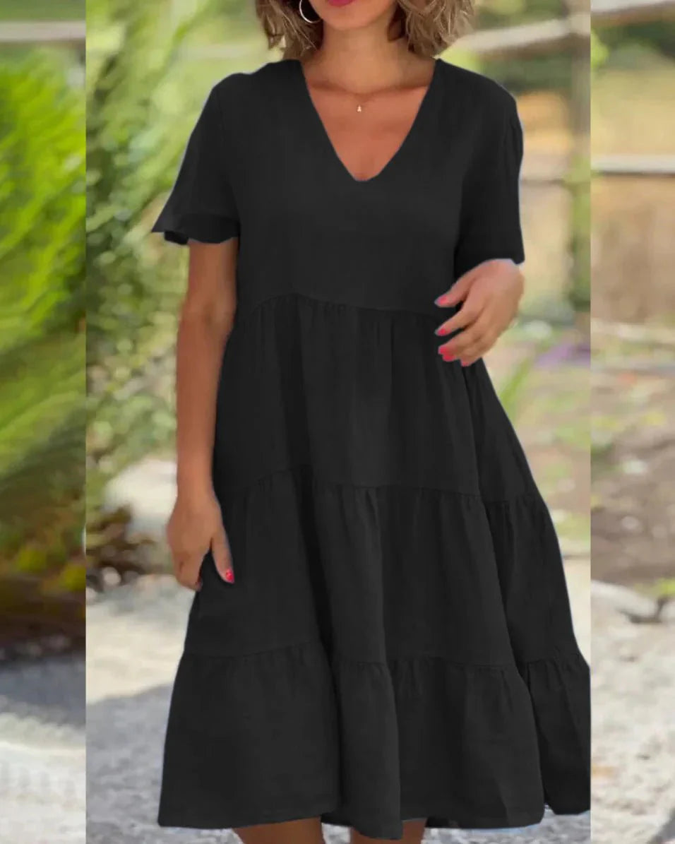 Hannah - Midi-Kleid mit V-Ausschnitt