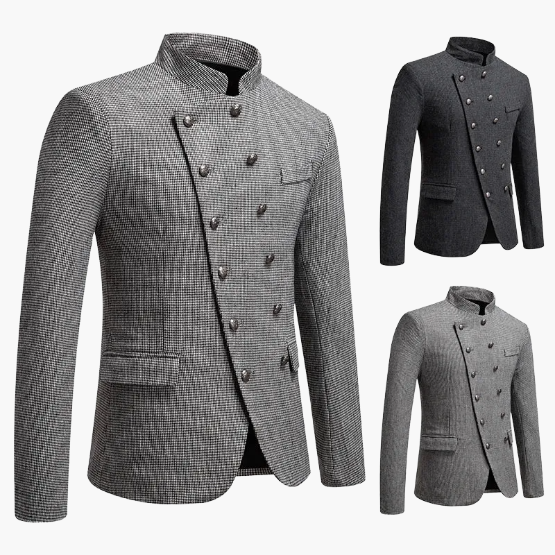 Herren Modernes Stehkragen Sakko mit Doppelreiher – Eleganter Business & Freizeit Blazer
