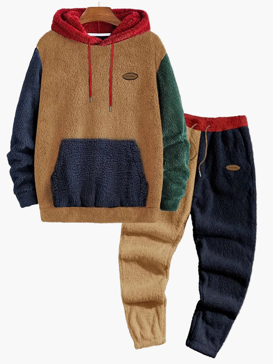 Herren Freizeit Zweiteiler Set Kapuzenpullover und Jogginghose, Kuschelig, Herbst/Winter, Streetwear Style