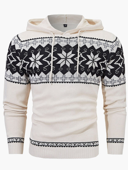 Herren Kapuzenpullover mit Norwegermuster – Winterlicher Casual Hoodie für Alltag & Freizeit