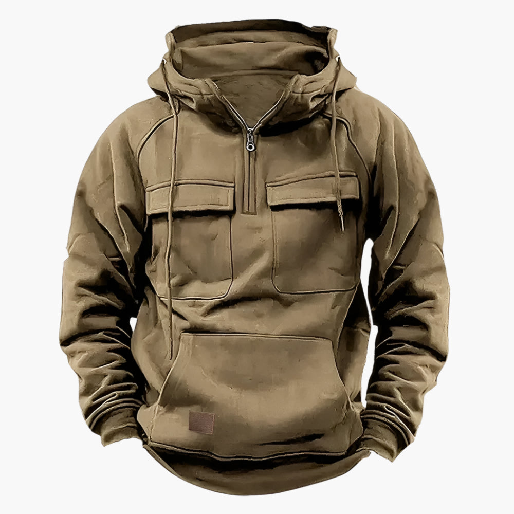 Herren Winter Hoodie mit Zipper – Militärischer Stil, Komfort für Outdoor & Alltag