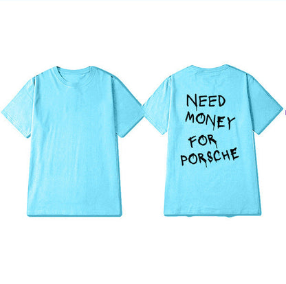 Herren T-Shirt mit Print 'Need Money for Porsche' – Lustiges Statement Shirt, Streetwear, Kurzarm