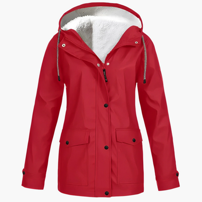 Damen Fleece Gefütterte Regenjacke – Stylische Winter Outdoor Jacke für Komfort und Schutz