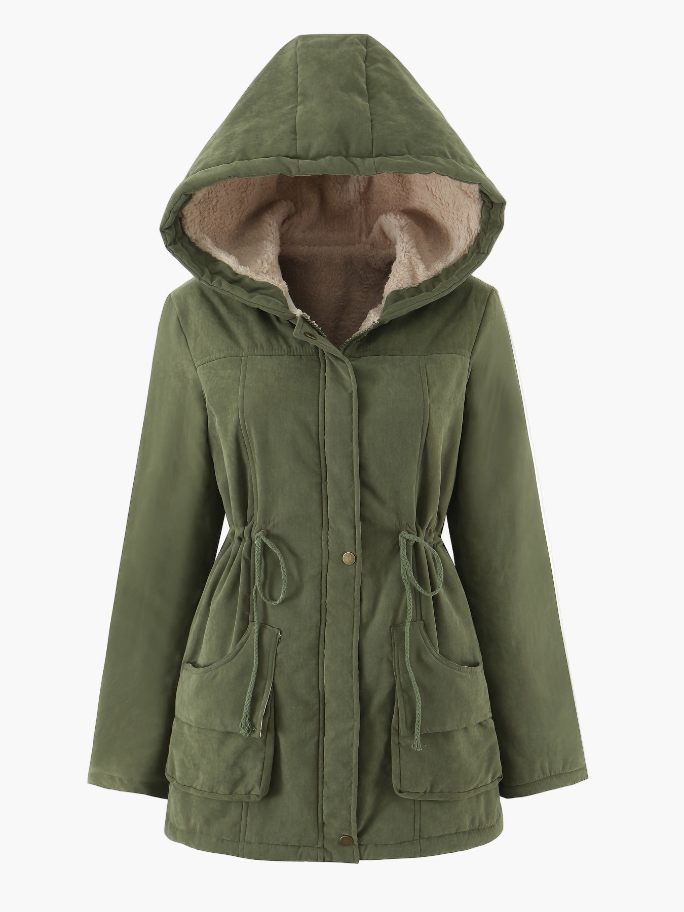 Damen Winterparka mit Kapuze und Teddyfutter – Freizeitjacke für Alltag und Outdoor