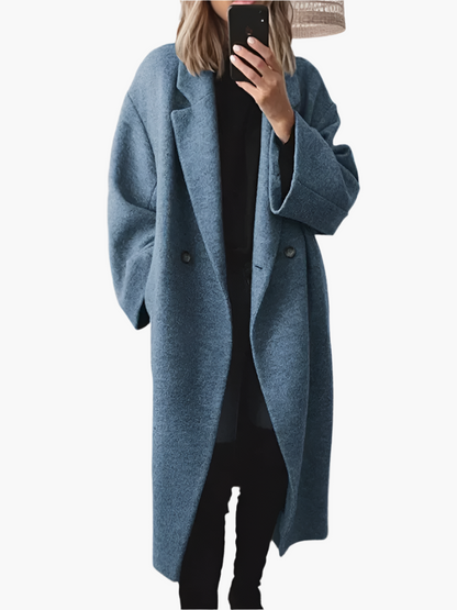 Damen Oversize Wintermantel – Klassischer langer Blazer-Look für stilvolle Herbst- und Wintertage
