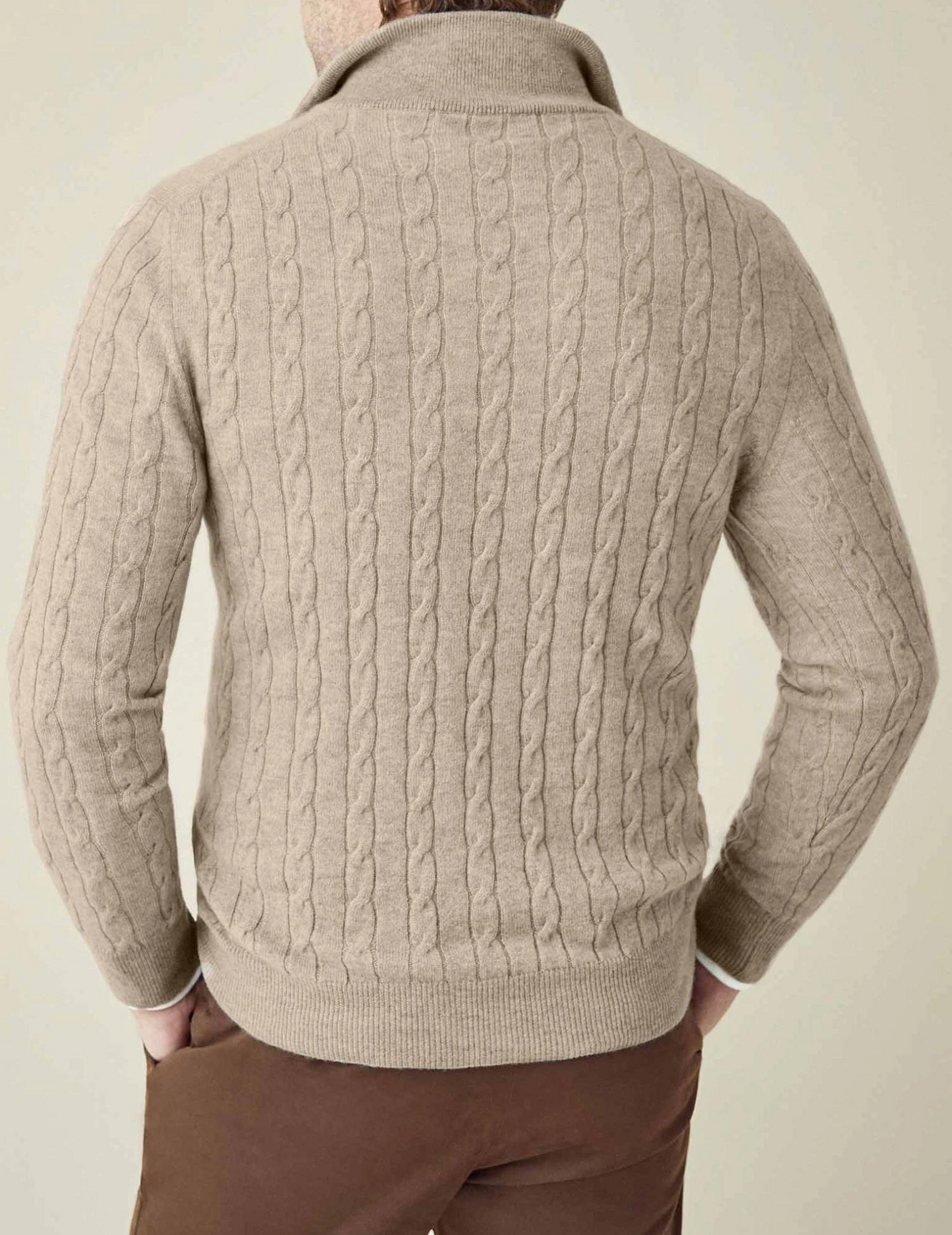 Herren Zopfmuster Strickpullover mit Reißverschluss – Eleganter Business & Freizeit Pullover