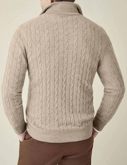 Herren Zopfmuster Strickpullover mit Reißverschluss – Eleganter Business & Freizeit Pullover
