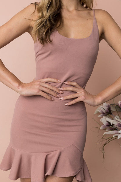 Kelly – Rüschen-Trumpetenkleid Damen Ärmellos Spaghetti-Träger Slim Sommerkleid Party Kurzkleider