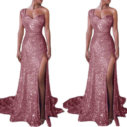 Harriet – Einseitiges ärmelloses Bronzing Split-Kleid