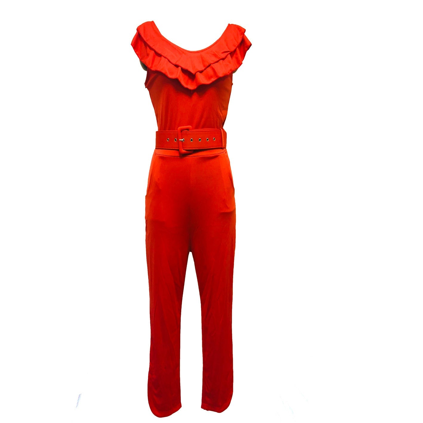 Brenda – Damen Jumpsuit mit Gürtel und Rüschenrock