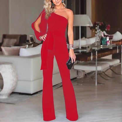 Gabrielle – Damen Ein-Schulter Jumpsuit mit Hoher Taille