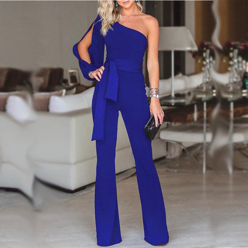 Gabrielle – Damen Ein-Schulter Jumpsuit mit Hoher Taille