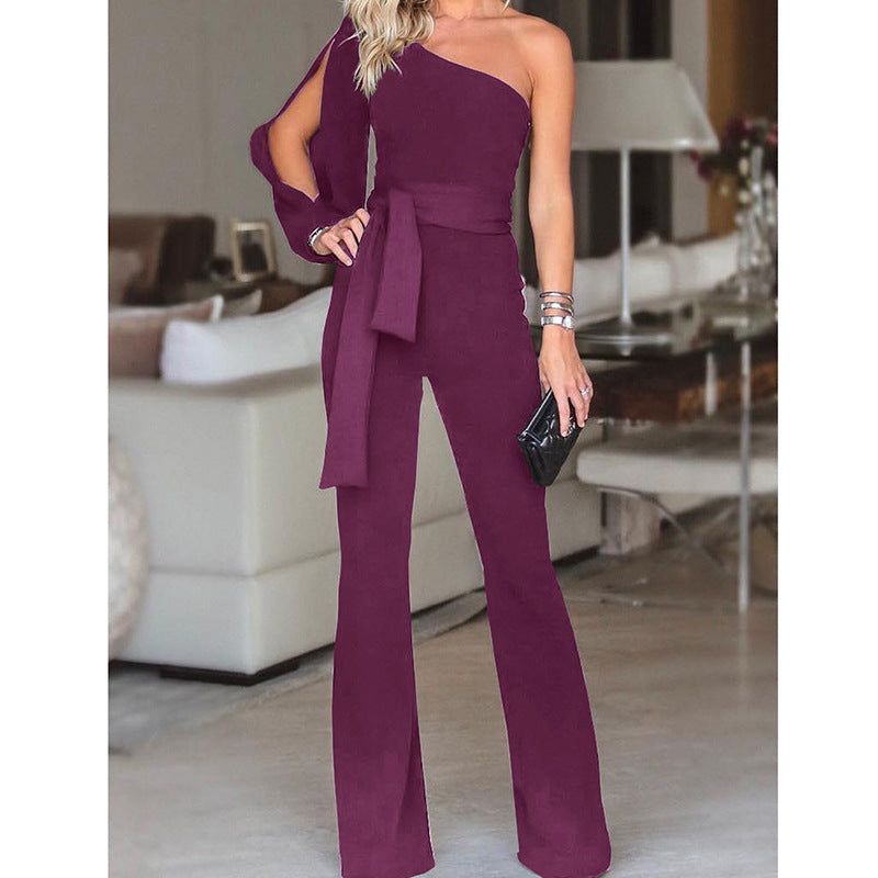 Gabrielle – Damen Ein-Schulter Jumpsuit mit Hoher Taille