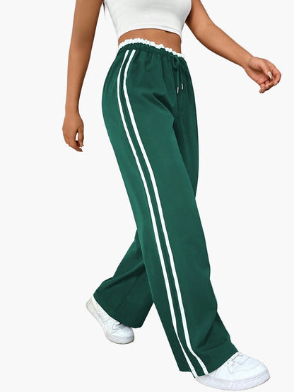 Damen Sportliche Wide-Leg Jogginghose mit Streifen – Trendige Freizeithose für Streetwear und Fitness