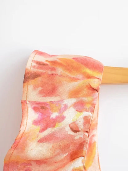 Damen Maxikleid mit Volants und Sommermuster – Elegantes Freizeitkleid für Alltag und Urlaub