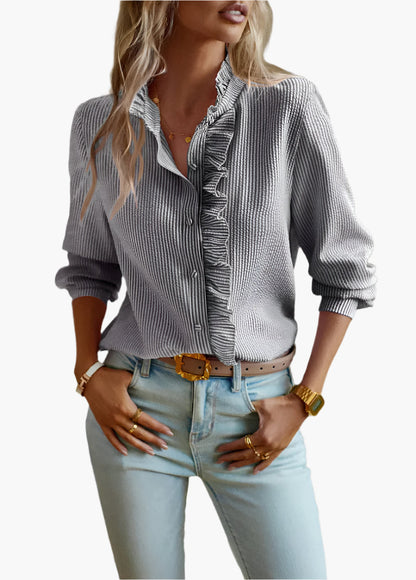 Damenbluse mit Rüschenkragen – Eleganter Alltags- und Business-Look