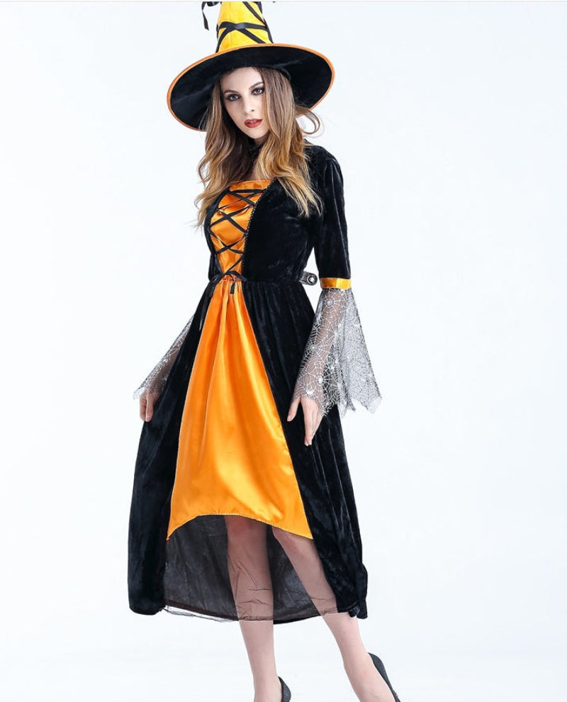 Damen Halloween Hexen Kostüm Set – Zauberhafte Verkleidung für Halloween-Partys & Gruselige Events