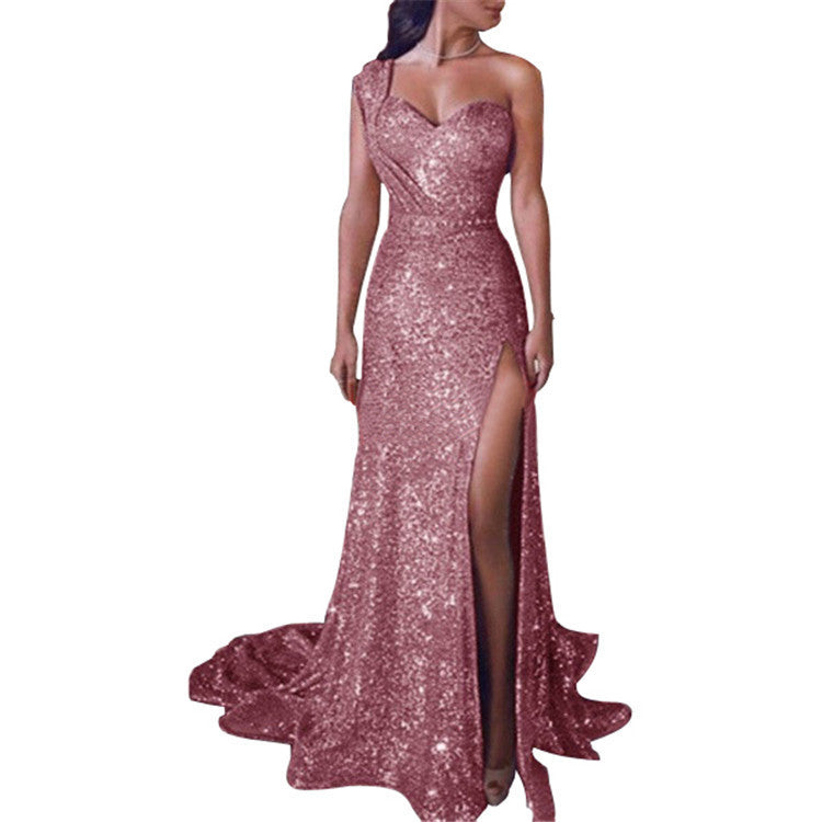 Harriet – Einseitiges ärmelloses Bronzing Split-Kleid