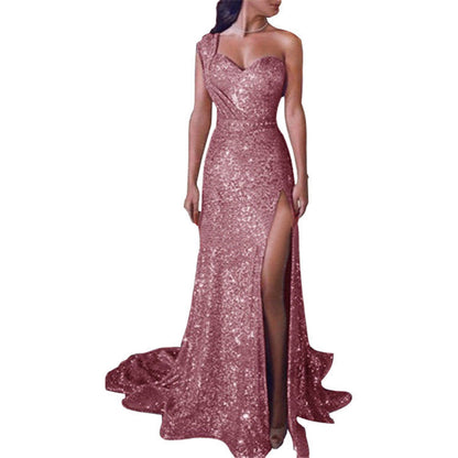 Harriet – Einseitiges ärmelloses Bronzing Split-Kleid