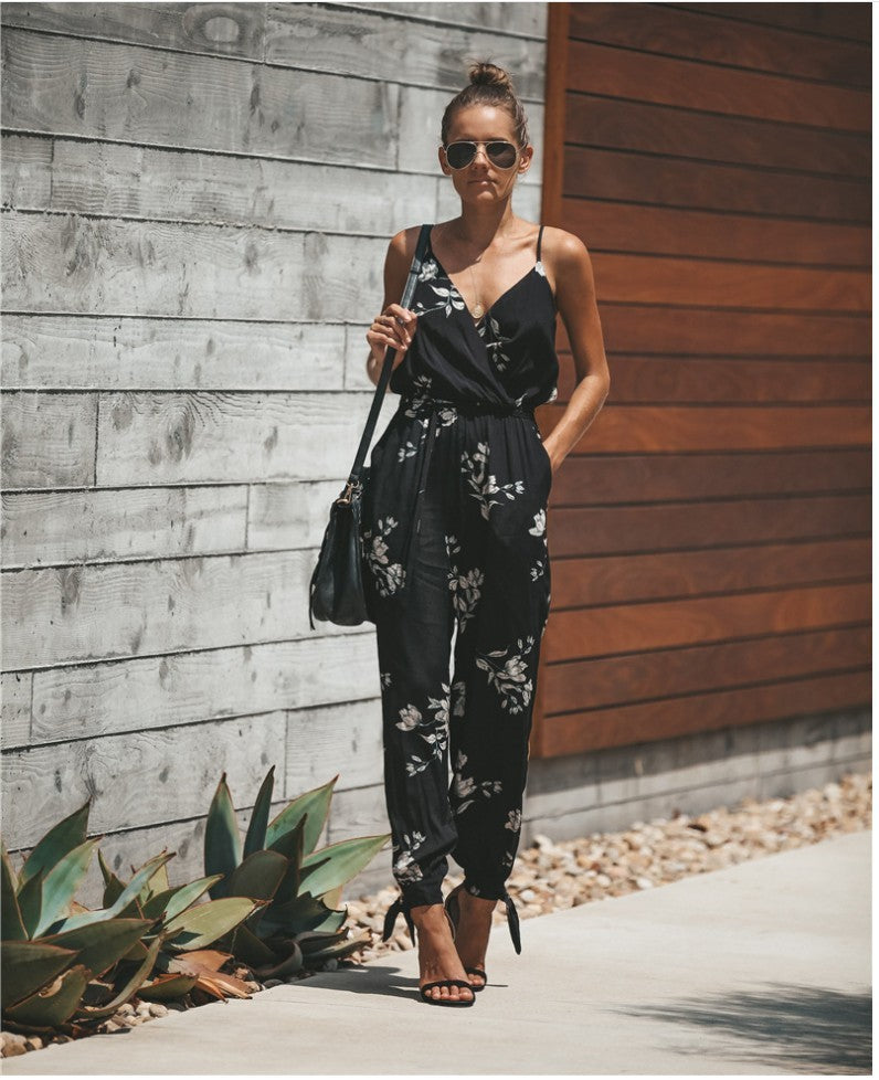 Rachel – Blumendruck Spaghetti-Träger Jumpsuit