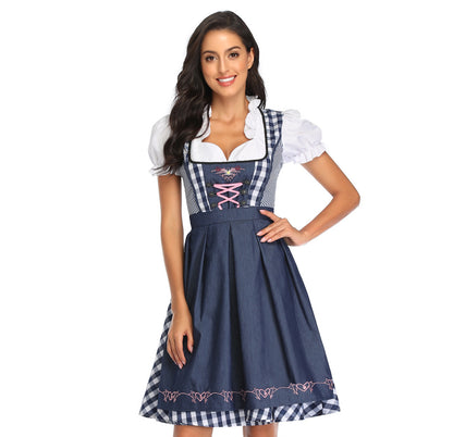 Damen Dirndl Kleid Traditionell Oktoberfest Trachtenkleid mit Schürze und Bluse – Perfekt für Volksfeste & Feiern