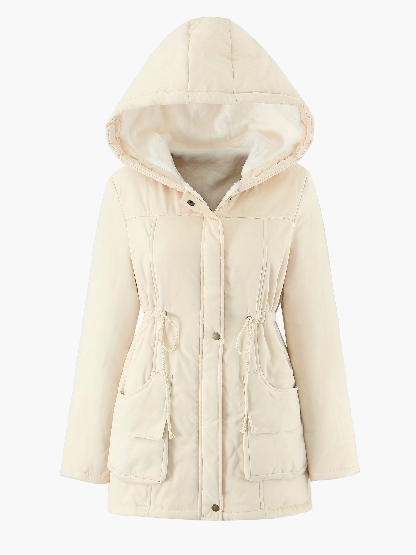 Damen Winterparka mit Kapuze und Teddyfutter – Freizeitjacke für Alltag und Outdoor