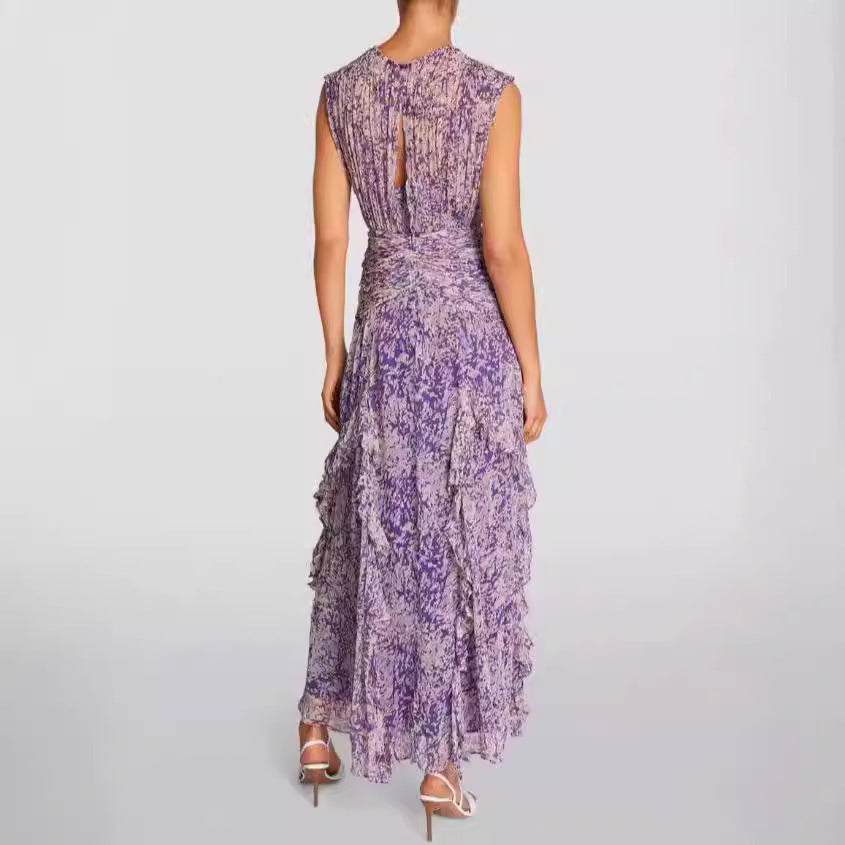 Rose – V-Ausschnitt Chiffonkleid mit schulterfreiem Design