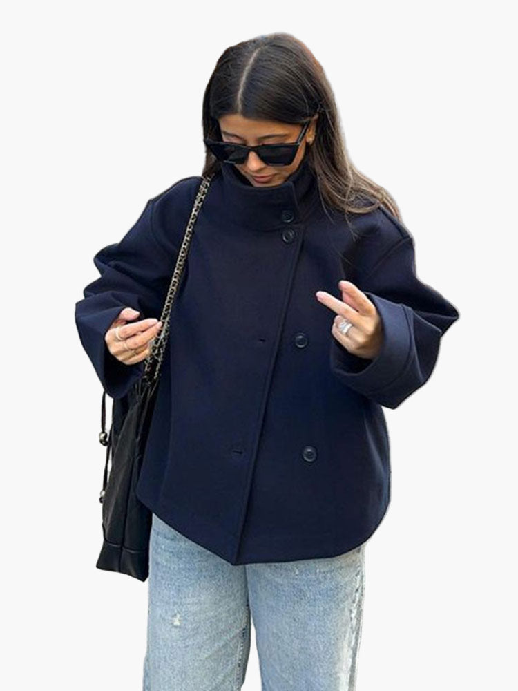 Damen Kurze Double-Breasted Übergangsjacke – Moderner City-Look für Alltag und Büro