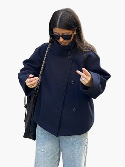 Damen Kurze Double-Breasted Übergangsjacke – Moderner City-Look für Alltag und Büro