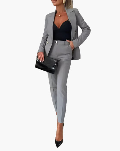 Damen Business Anzug mit Doppelreihigem Blazer – Eleganter Hosenanzug für Büro & Events