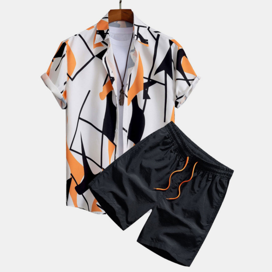 Herren Sommer Freizeit Set – Kurzarm Hemd & Shorts, Modernes Streetstyle Outfit, Ideal für Alltag und Urlaub