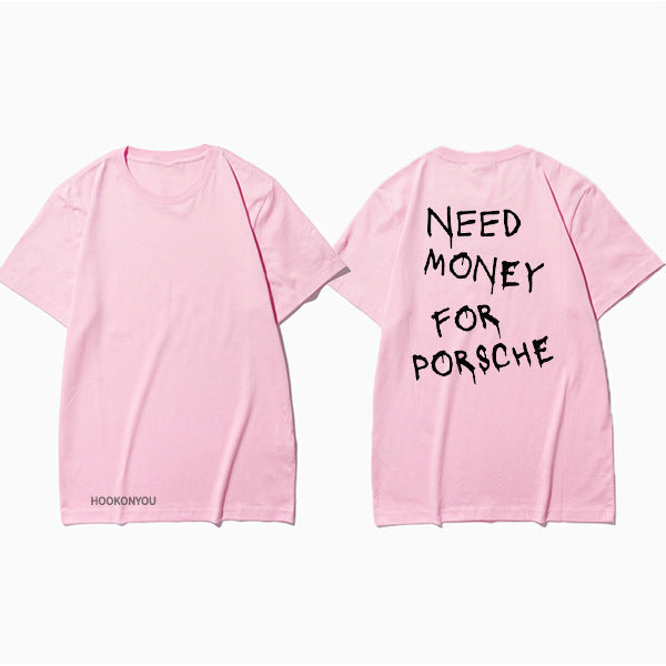 Herren T-Shirt mit Print 'Need Money for Porsche' – Lustiges Statement Shirt, Streetwear, Kurzarm