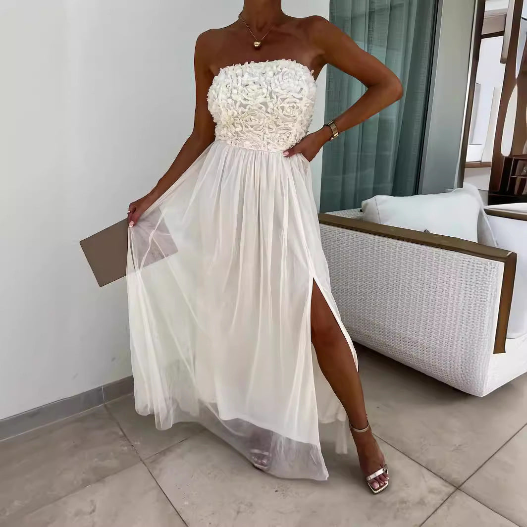 Mandy – Ärmelloses Midikleid mit dreidimensionalen Blumen