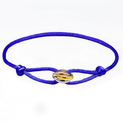 Verstellbares hellblaues Armband mit ineinandergreifenden Edelstahlringen – Unisex & Minimalistisch