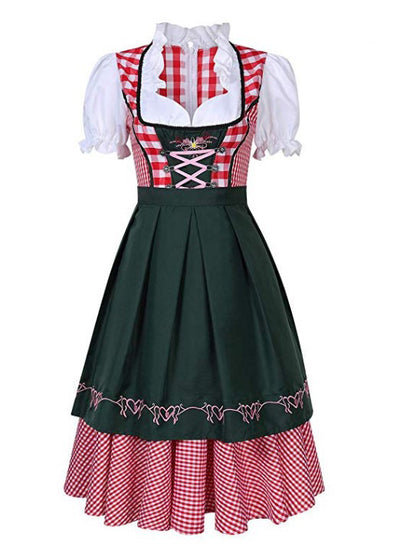 Damen Dirndl Kleid Traditionell Oktoberfest Trachtenkleid mit Schürze und Bluse – Perfekt für Volksfeste & Feiern