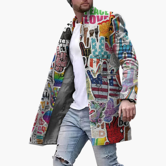 Herren Grafikmantel – Moderner Streetwear-Mantel mit Print, Style für Alltag und Events