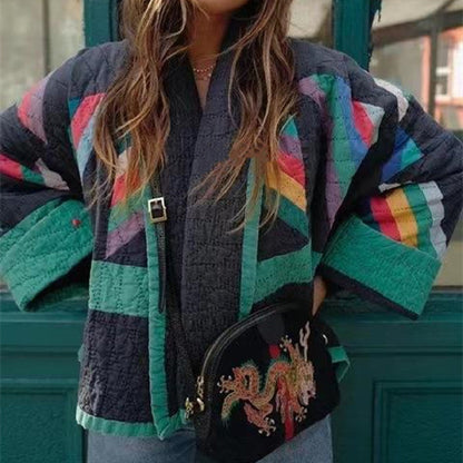 Faith – Vintage Bedruckte Lockere Blumen Baumwolljacke für Damen