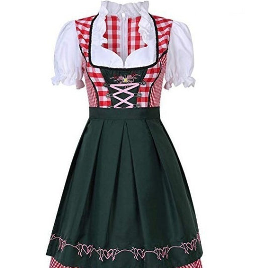 Damen Dirndl Kleid Traditionell Oktoberfest Trachtenkleid mit Schürze und Bluse – Perfekt für Volksfeste & Feiern