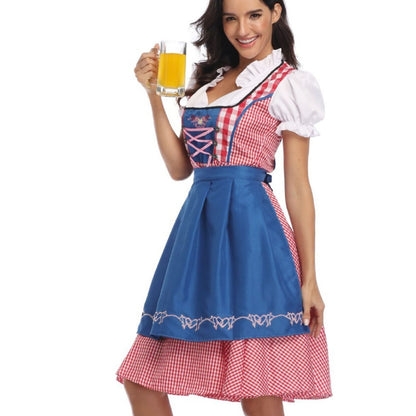 Damen Dirndl Kleid Traditionell Oktoberfest Trachtenkleid mit Schürze und Bluse – Perfekt für Volksfeste & Feiern