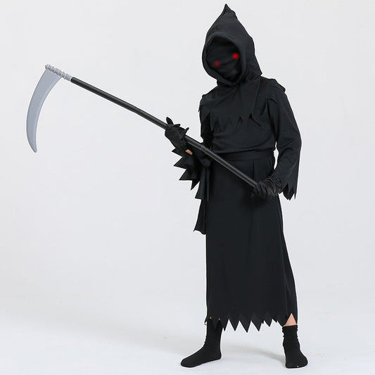 Halloween Kinder Grim Reaper Kostüm – Unisex Sensenmann Verkleidung für Gruselpartys & Trick-or-Treat