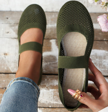 Damen Komfort Freizeit Ballerinas mit Klettverschluss – Atmungsaktive Sommerschuhe für Alltag und Spazierengehen